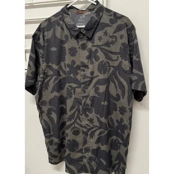 Roark Bless Up Mens XXL Short Sleeve Button Up Shirt Floral Stretch RW534 Gray - Picture 2 of 8